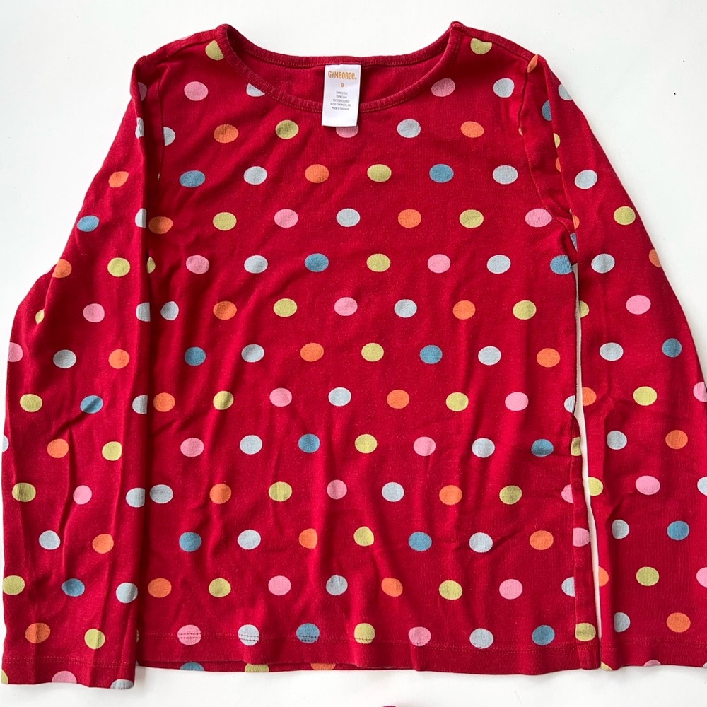 Gymboree size 8 red rainbow polka dot pajamas - Picture 2 of 5